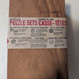 SiamMandalay Box Set of 6 Wood 3D Puzzles, Brainteasers with Wood Storage Box